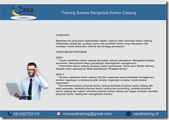 TRAINING SUKSES MENGELOLA KANTOR CABANG