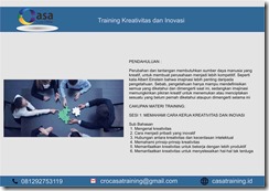 TRAINING KREATIVITAS DAN INOVASI