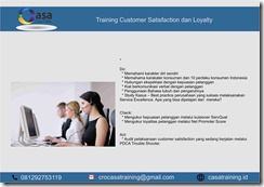 TRAINING CUSTOMER SATISFACTION DAN LOYALTY
