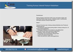TRAINING KURSUS INTENSIF HUKUM KELISTRIKAN