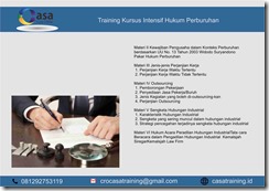 TRAINING KURSUS INTENSIF HUKUM PERBURUHAN