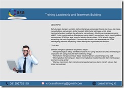 TRAINING Leadership and Teamwork Building