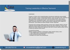 TRAINING LEADERSHIP IN EFFECTIVE TEAMWORK