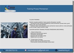 TRAINING PROSES PEMESINAN
