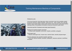 TRAINING MAINTENANCE OF MACHINE COMPONENTS