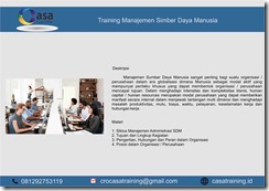 TRAINING MANAJEMEN SUMBER DAYA MANUSIA