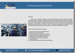 TRAINING MANAJEMEN EKSPLORASI