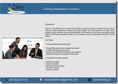 TRAINING MANAJEMEN INVESTASI