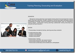 TRAINING PLANNING, EXCECUTING AND EVALUATION