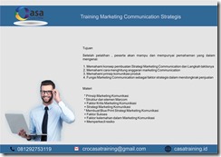 TRAINING MARKETING COMMUNICATION STRATEGIS