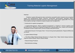 TRAINING MATERIAL LOGISTIC MANAGEMENT