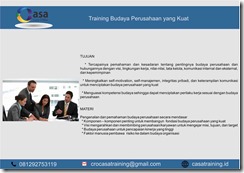 TRAINING BUDAYA PERUSAHAAN YANG KUAT