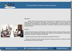 TRAINING MODERN ELECTRIC POWER SYSTEMS