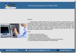 TRAINING OPTIMALISASI FITUR MESIN ATM