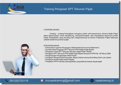 TRAINING PENGISIAN SPT TAHUNAN PAJAK