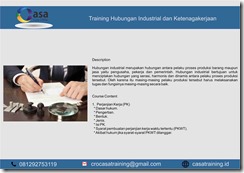 TRAINING HUBUNGAN INDUSTRIAL DAN KETENAGAKERJAAN
