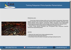 TRAINING PELAYANAN PRIMA APARATUR PEMERINTAHAN