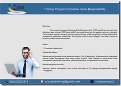 TRAINING PROGRAM CORPORATE SOCIAL RESPONSIBILITY