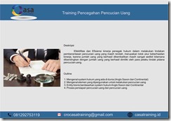TRAINING PENCEGAHAN PENCUCIAN UANG