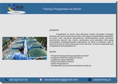 TRAINING PENGELOLAAN AIR BERSIH