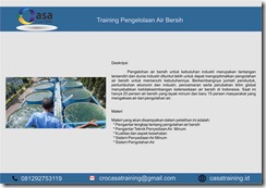 TRAINING PENGOLAHAN AIR BERSIH
