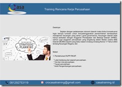 TRAINING RENCANA KERJA PERUSAHAAN