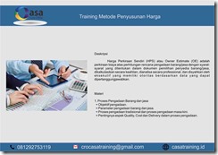 TRAINING METODE PENYUSUNAN HARGA