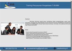 TRAINING PENYUSUNAN PENGELOLAAN TI BUMN