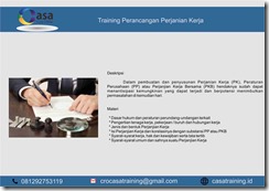 TRAINING PERANCANGAN PERJANIAN KERJA