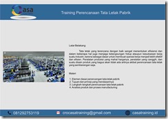 TRAINING PERENCANAAN TATA LETAK PABRIK