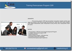 TRAINING PERENCANAAN PROGRAM CSR