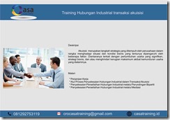 TRAINING HUBUNGAN INDUSTRIAL TRANSAKSI AKUISISI