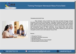training pengertian pensiun murah TRAINING PERSIAPAN MEMASUKI MASA PURNA BAKTI