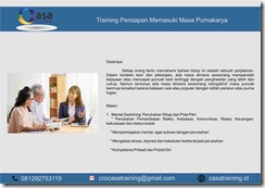 TRAINING PERSIAPAN MEMASUKI MASA PURNAKARYA