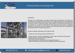 TRAINING PIPELINE AND STORAGE TANK